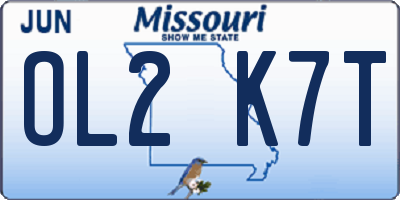 MO license plate OL2K7T