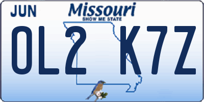 MO license plate OL2K7Z