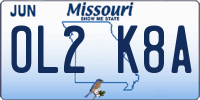 MO license plate OL2K8A
