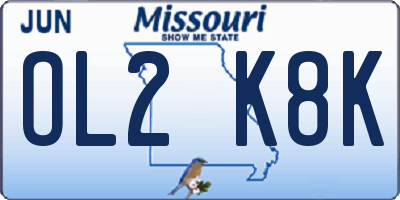 MO license plate OL2K8K