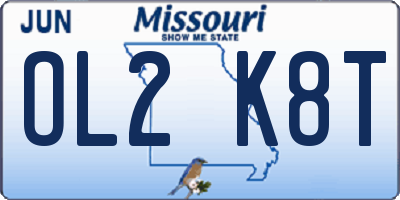 MO license plate OL2K8T