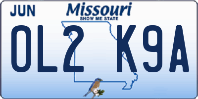 MO license plate OL2K9A