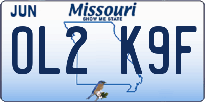 MO license plate OL2K9F