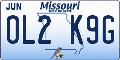 MO license plate OL2K9G
