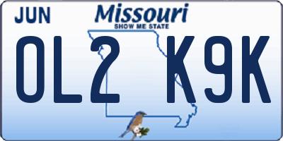 MO license plate OL2K9K