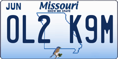 MO license plate OL2K9M