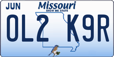 MO license plate OL2K9R