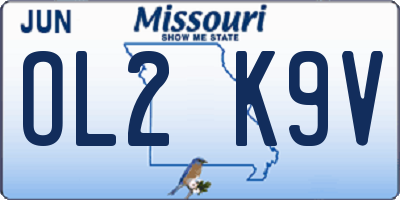 MO license plate OL2K9V