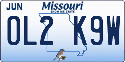 MO license plate OL2K9W
