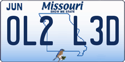 MO license plate OL2L3D