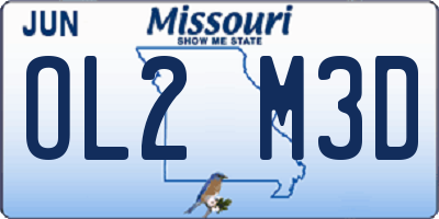 MO license plate OL2M3D