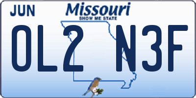 MO license plate OL2N3F