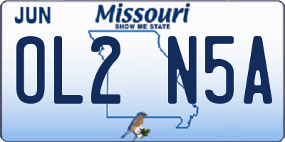 MO license plate OL2N5A