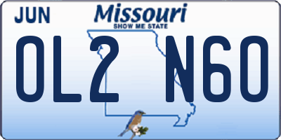 MO license plate OL2N6O