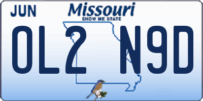 MO license plate OL2N9D