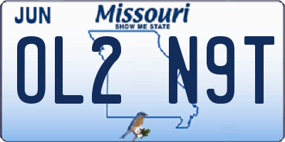 MO license plate OL2N9T