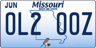 MO license plate OL2O0Z
