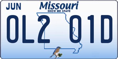 MO license plate OL2O1D