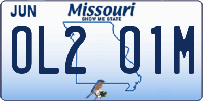 MO license plate OL2O1M
