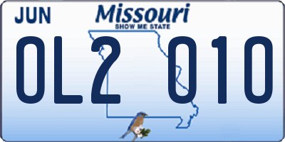 MO license plate OL2O1O