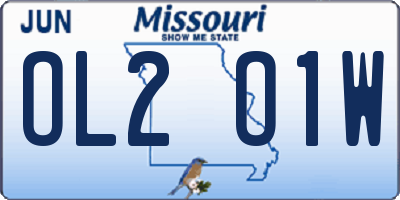 MO license plate OL2O1W