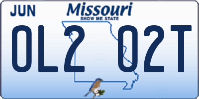 MO license plate OL2O2T