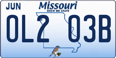 MO license plate OL2O3B