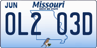 MO license plate OL2O3D