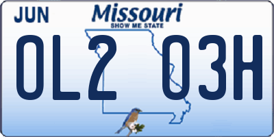 MO license plate OL2O3H