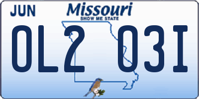 MO license plate OL2O3I