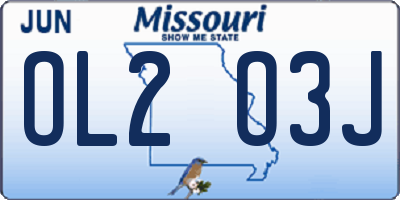 MO license plate OL2O3J
