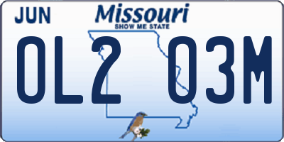 MO license plate OL2O3M