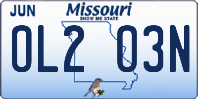 MO license plate OL2O3N