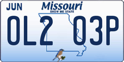 MO license plate OL2O3P