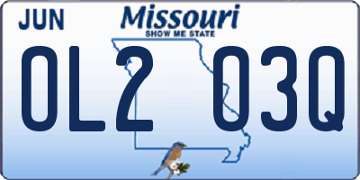 MO license plate OL2O3Q