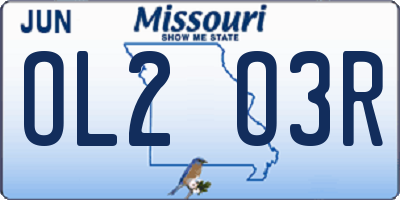 MO license plate OL2O3R