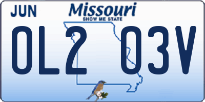 MO license plate OL2O3V