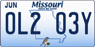 MO license plate OL2O3Y
