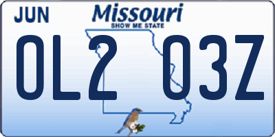 MO license plate OL2O3Z