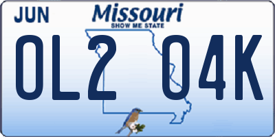 MO license plate OL2O4K