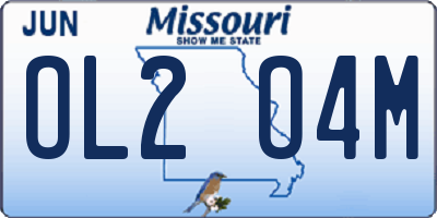 MO license plate OL2O4M