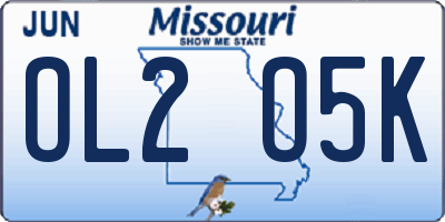 MO license plate OL2O5K
