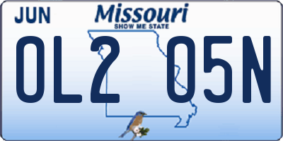 MO license plate OL2O5N