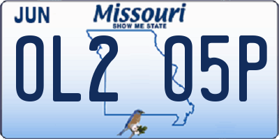 MO license plate OL2O5P