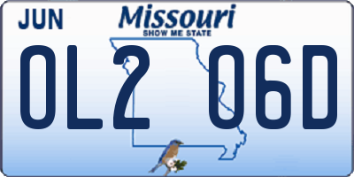 MO license plate OL2O6D