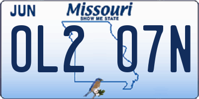 MO license plate OL2O7N