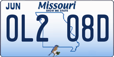 MO license plate OL2O8D