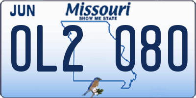 MO license plate OL2O8O