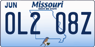 MO license plate OL2O8Z