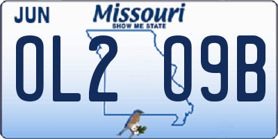MO license plate OL2O9B